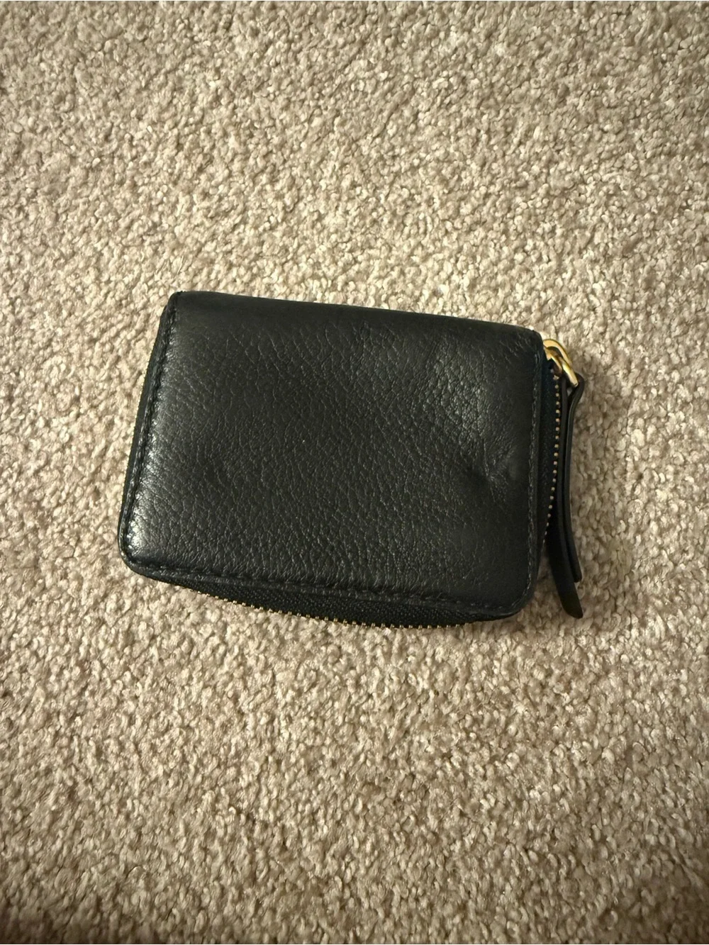 Marc Jacobs Black Leather Zip Card Holder with Gold Logo